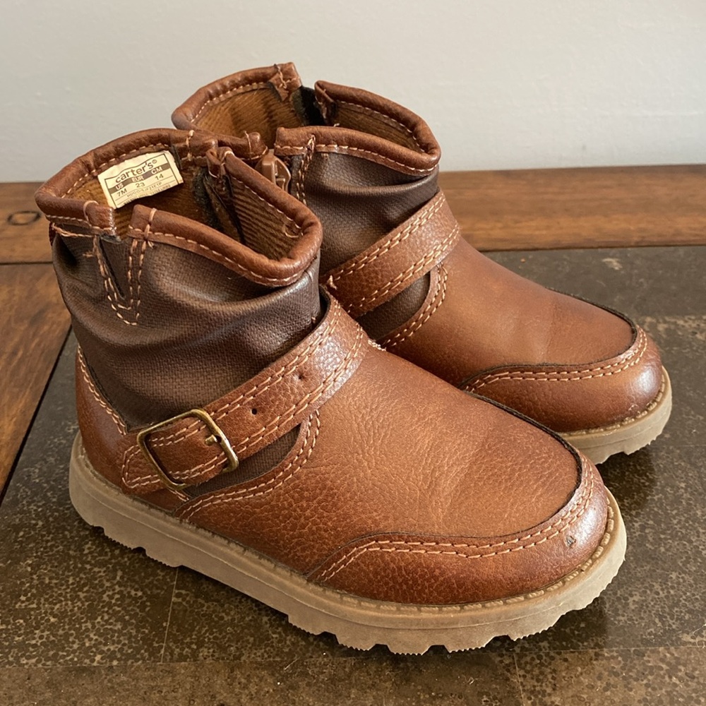 Carters Toddler Boy Brown Boots - Picture 2 of 9